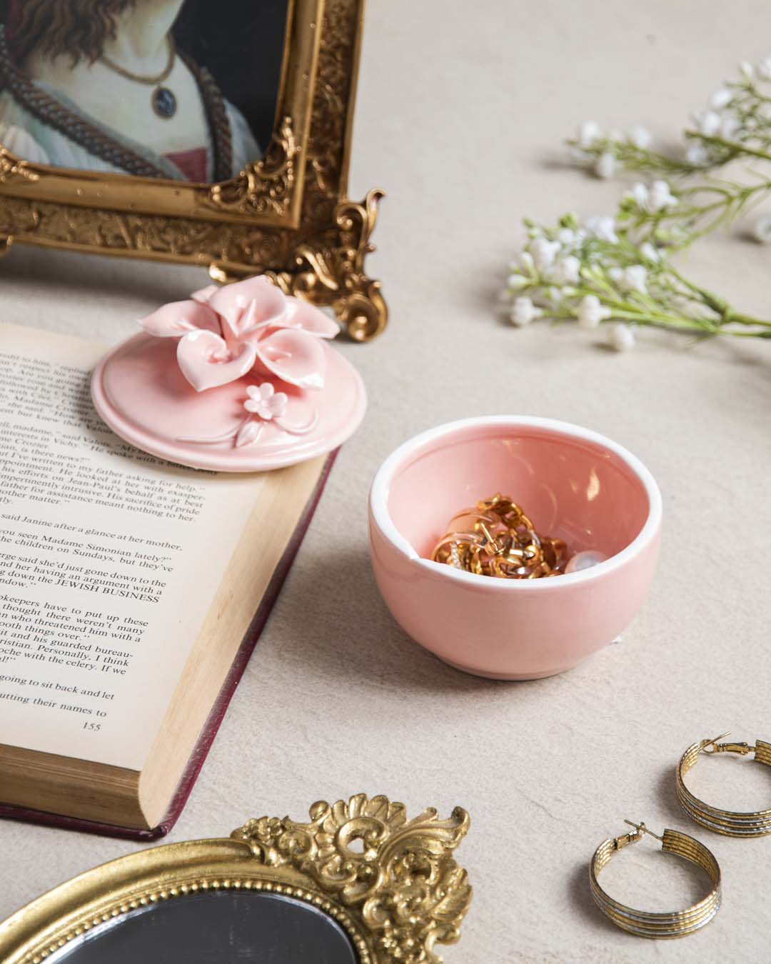 Dainty Floral Trinket Keeper - Pink