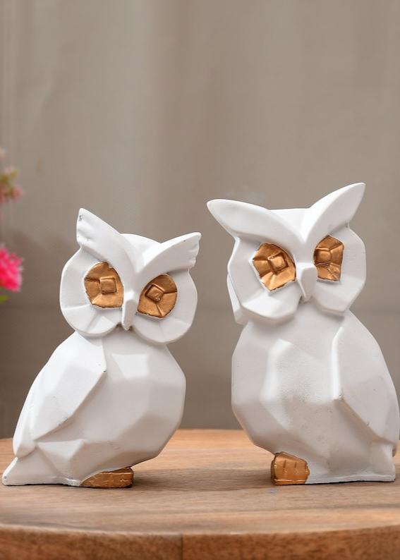 SMALL OWL PAIR WHITE