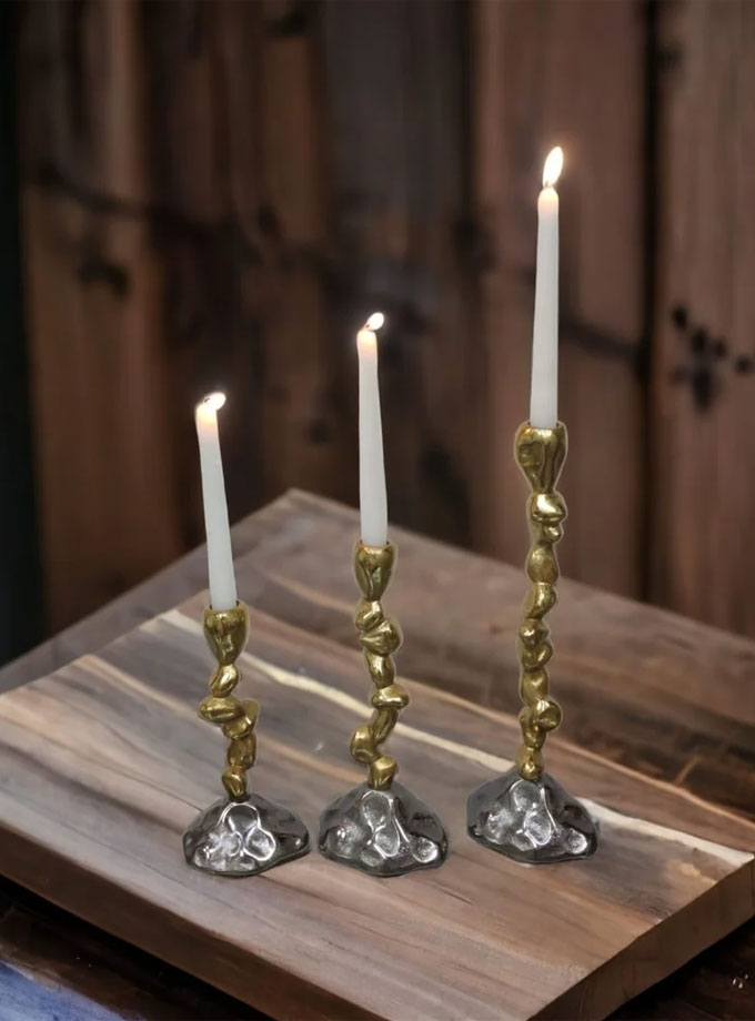 Table Top Aluminium Gold Candle Holder