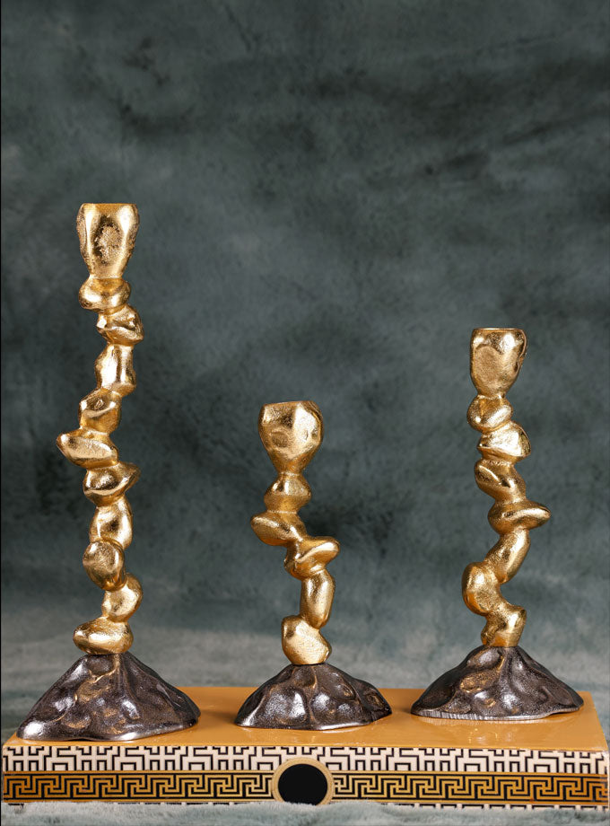 Table Top Aluminium Gold Candle Holder