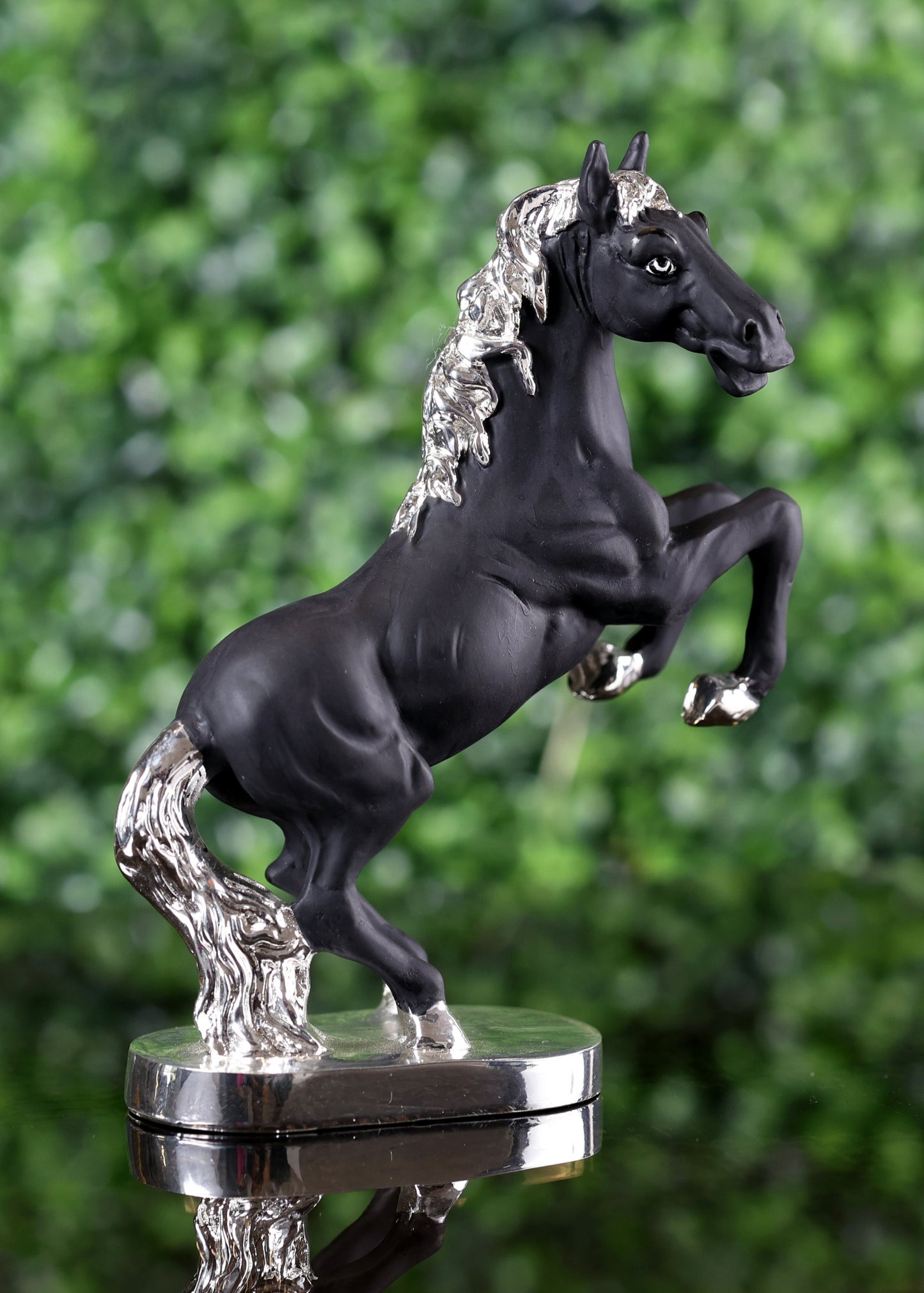 HS 3 SILVER PLATED HORSE BLACK TERRECOTTA