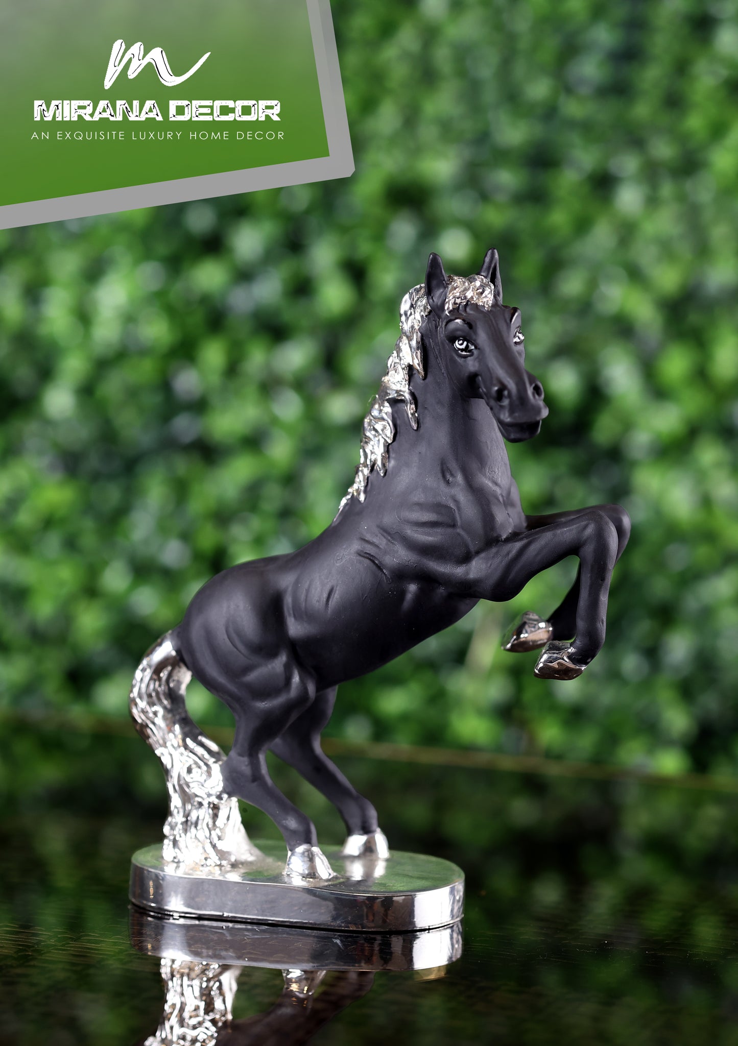 HS 3 SILVER PLATED HORSE BLACK TERRECOTTA