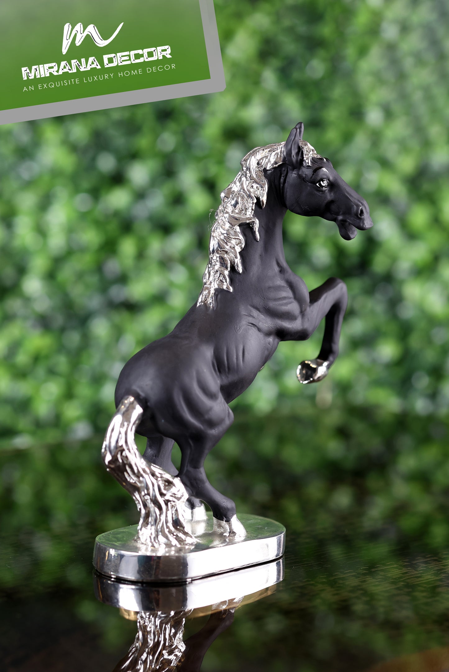 HS 3 SILVER PLATED HORSE BLACK TERRECOTTA