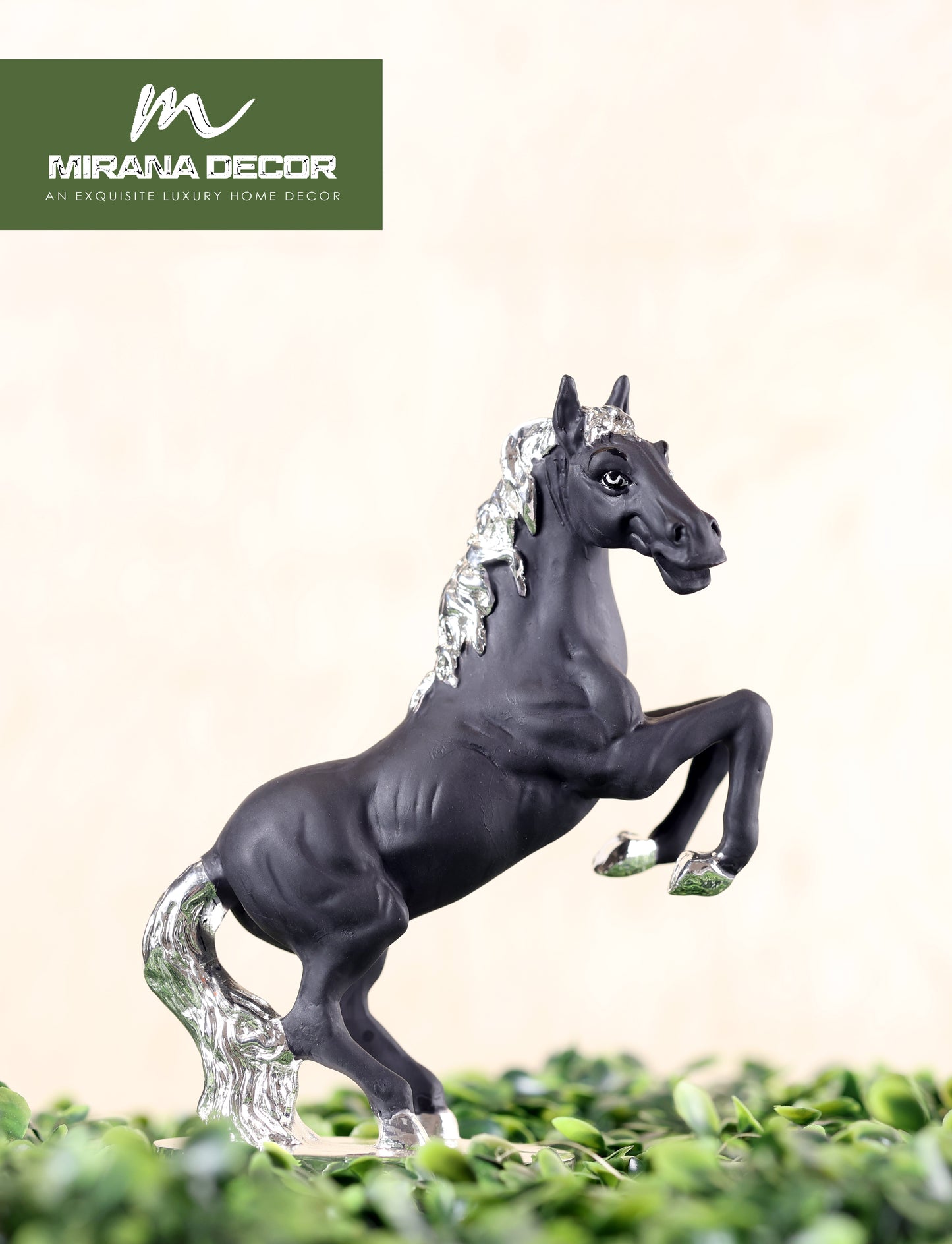 HS 3 SILVER PLATED HORSE BLACK TERRECOTTA