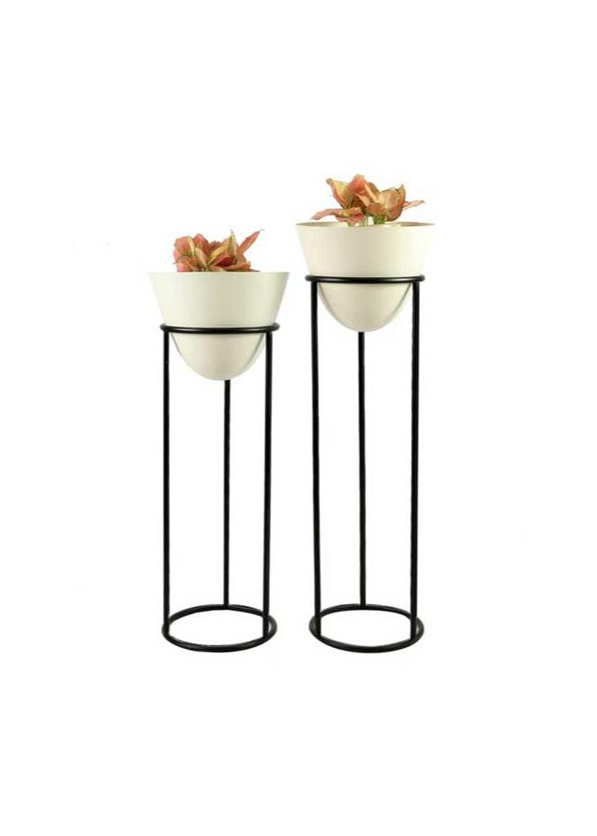 Metal Flower Plant Pots (Set of 2 pcs)