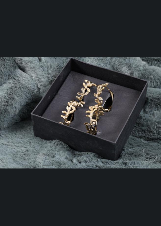 Gold Leaf Napkin Ring 4 Set - Thyme Sprig