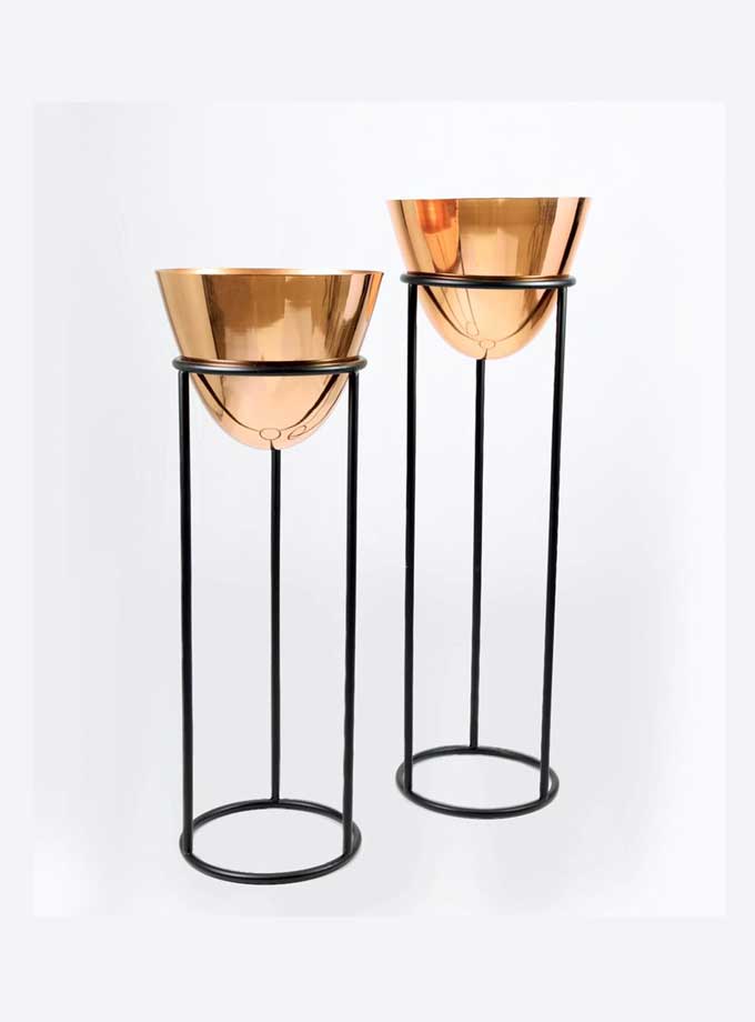 Set of 2 Planter with Plant Stand Online (Rose Gold Finish)