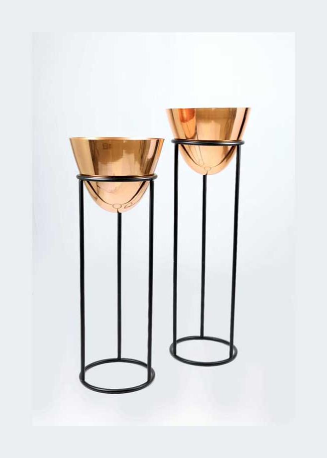Set of 2 Planter with Plant Stand Online (Rose Gold Finish)