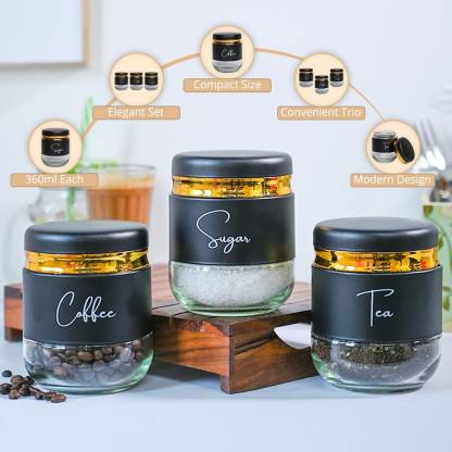 360ml Ceramic Tea Coffee Sugar Jars (Set of 3)