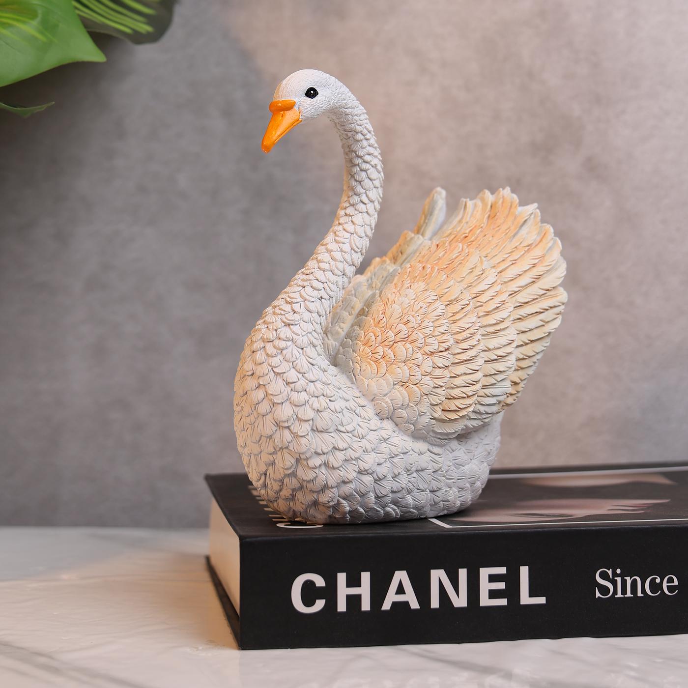 White Resin Swan Decor Figurine