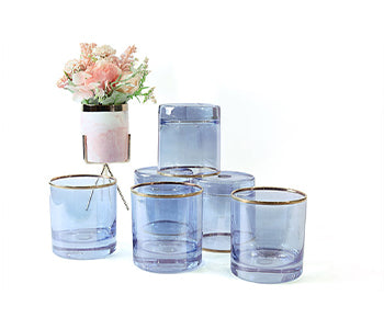 Premium whiskey glasses with a deep blue luster finish
