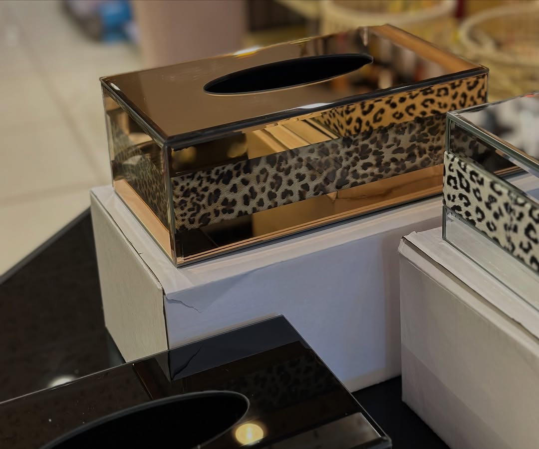 Luxury Leopard Mirror Tissue Box – Bold & Elegant