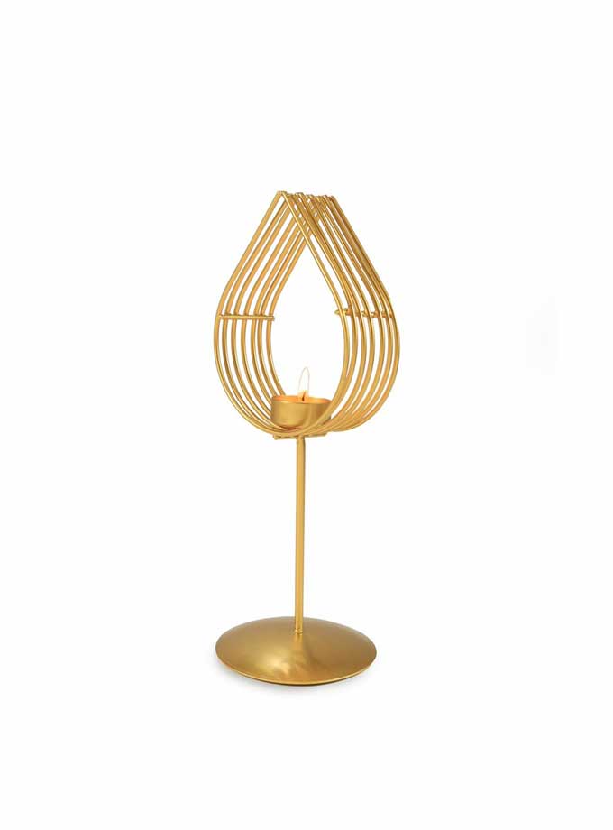 Elegant Waterdrop Golden Tlight Holder Stand