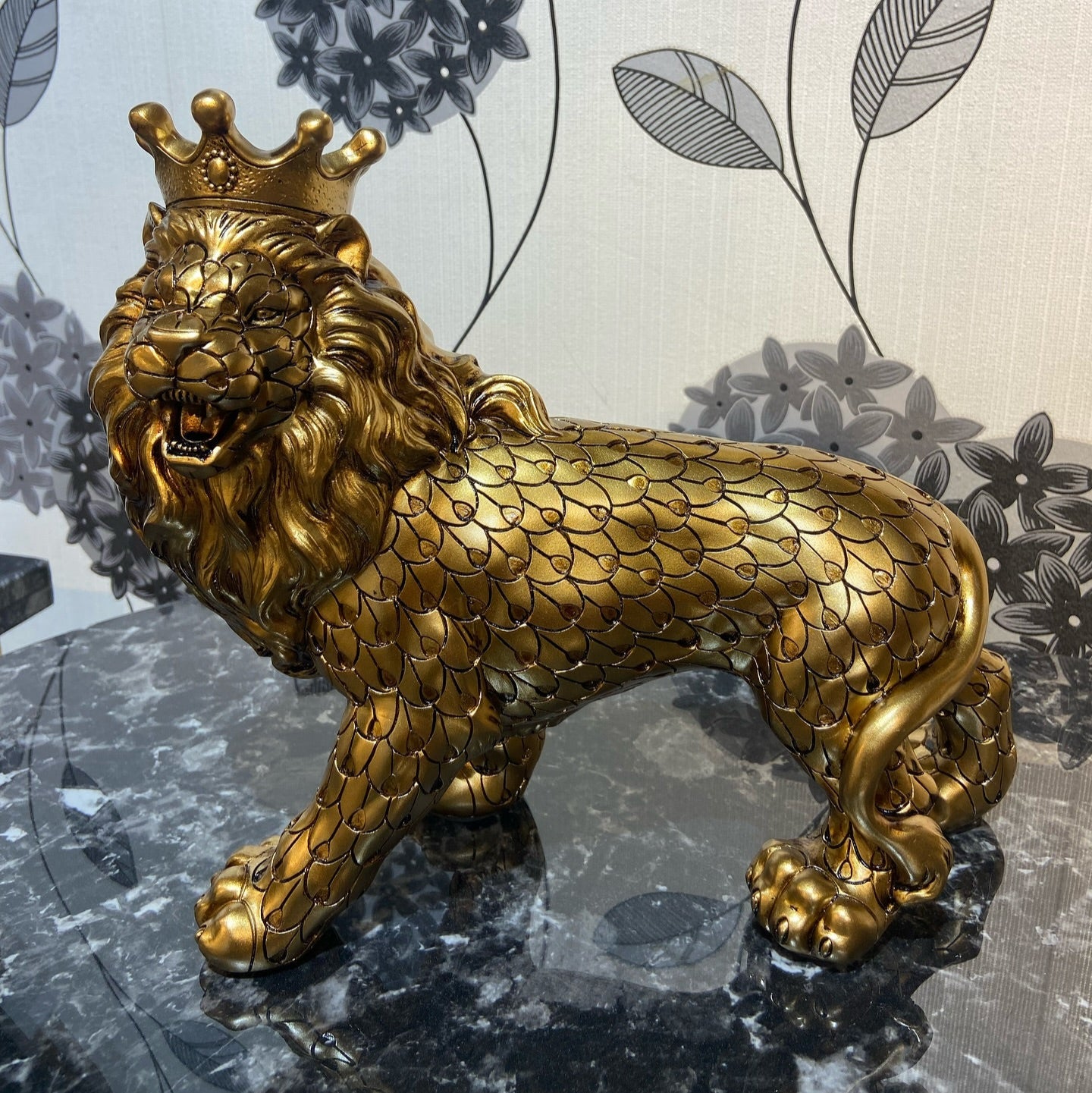 Crowned Lion King Statue