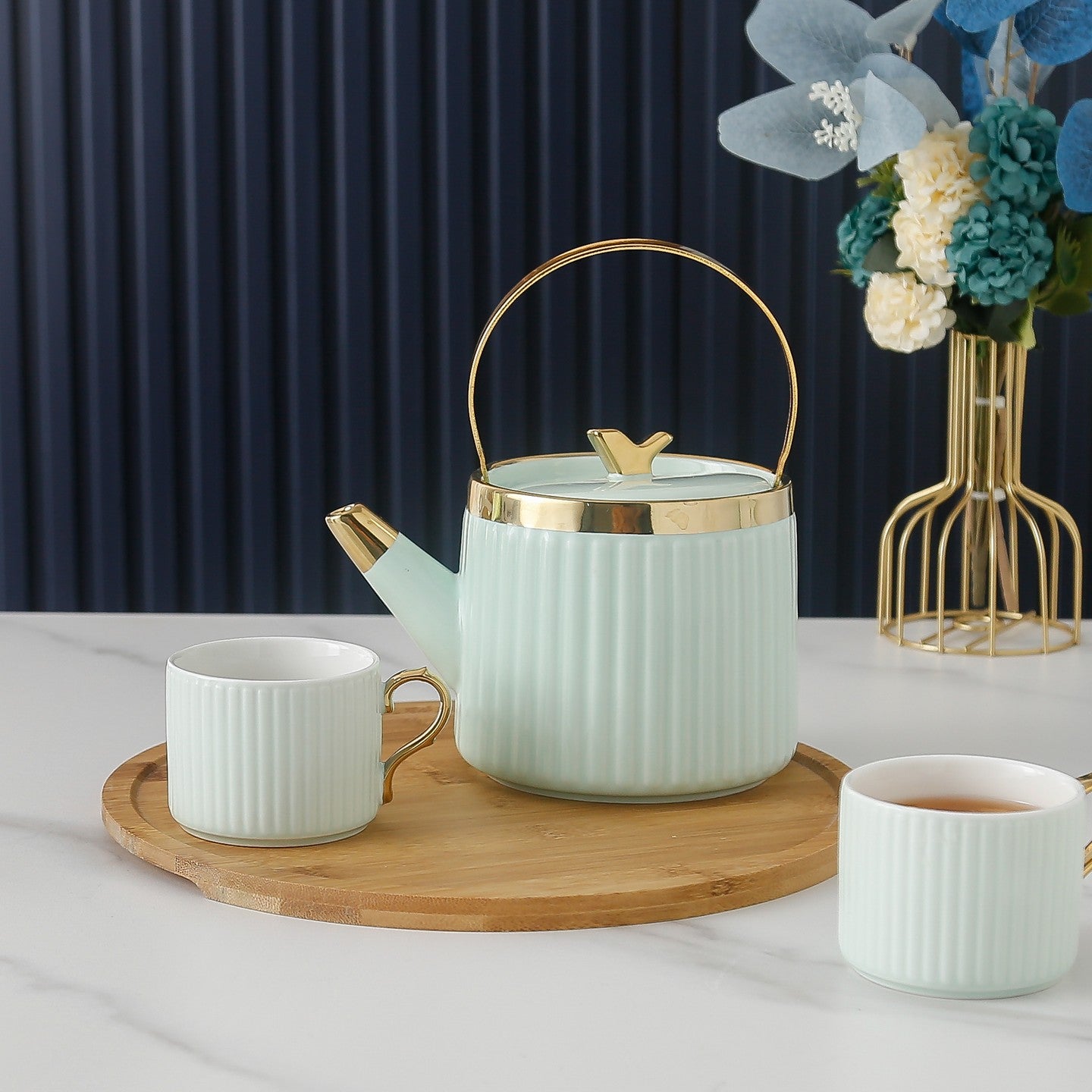 Luxury coffee tea & espresso supplies Kaffee Tasse tea cup set Nordic Light Gold edge green pink mugs with lid