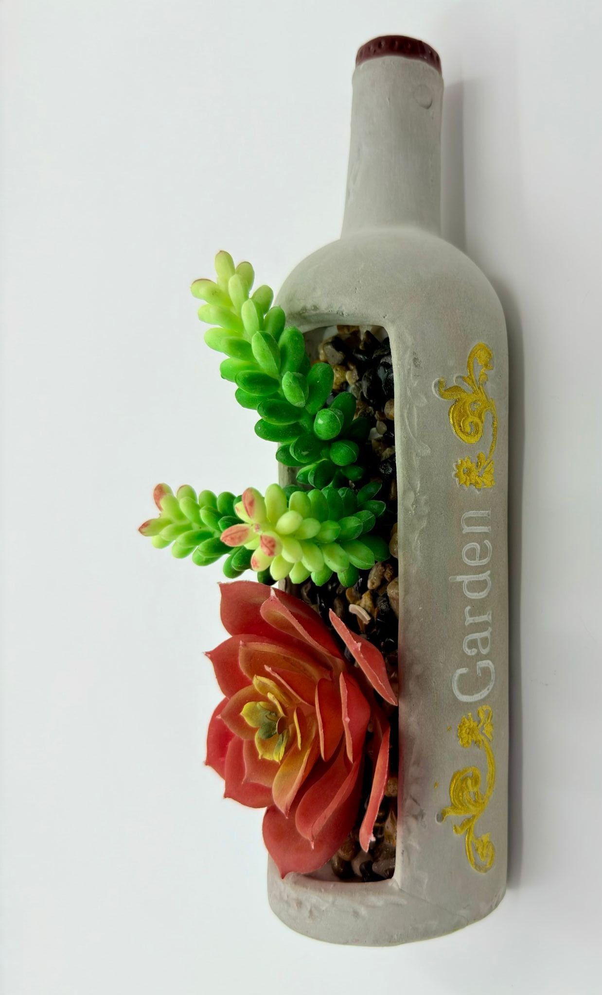 Artificial Flower Plants in Bottle Shape Vase Pot Succulent Plant Pot Decorative Items
