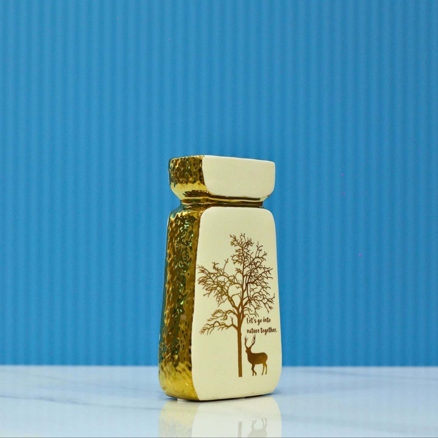 Ceramic Vase with Gold Glossy Finish