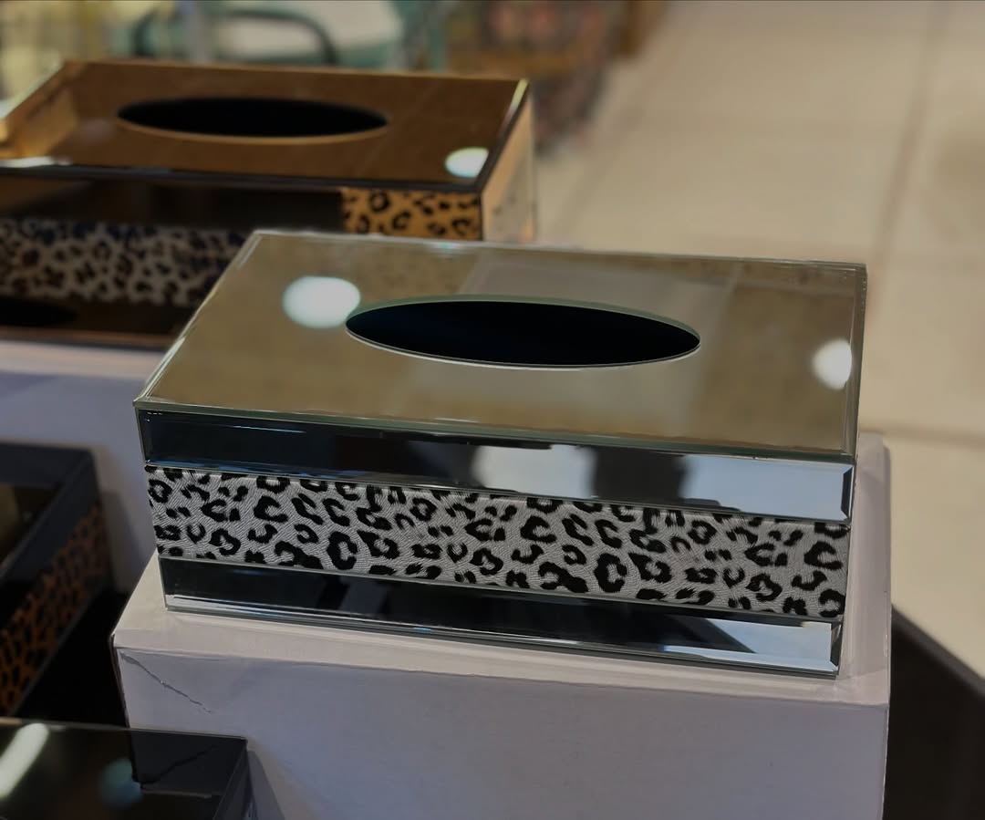 Luxury Leopard Mirror Tissue Box – Bold & Elegant