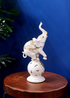 MAJESTIC ELEPHANT ON BALL SCULPTURE