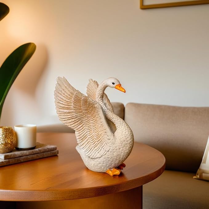 White Resin Swan Decor Figurine
