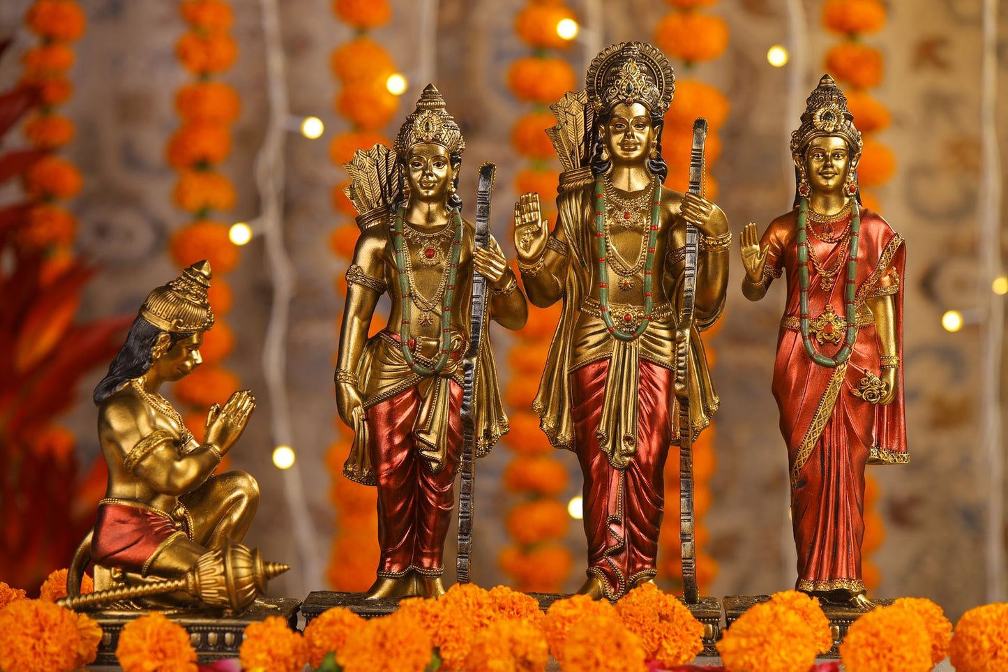 Ram Darbar Antique Finish golden red statue