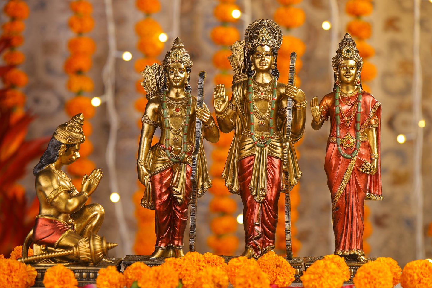 Ram Darbar Antique Finish golden red statue