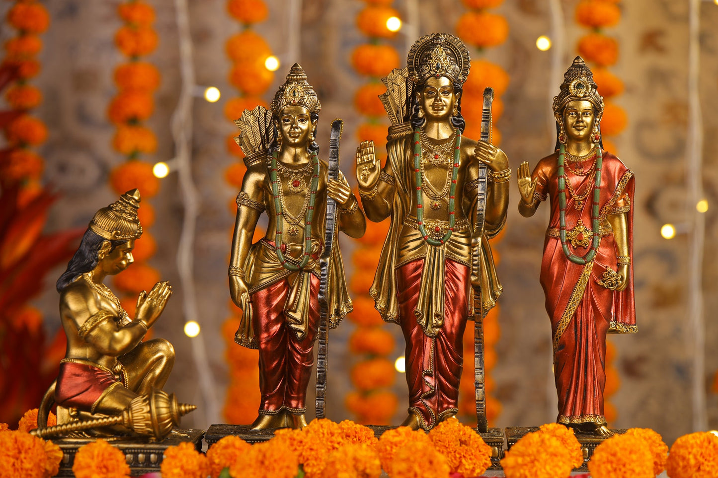 Ram Darbar Antique Finish golden red statue