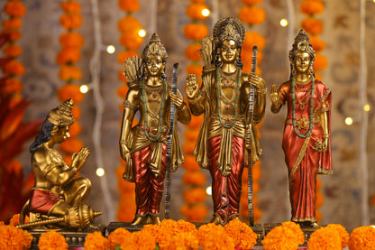 Ram Darbar Antique Finish golden red statue