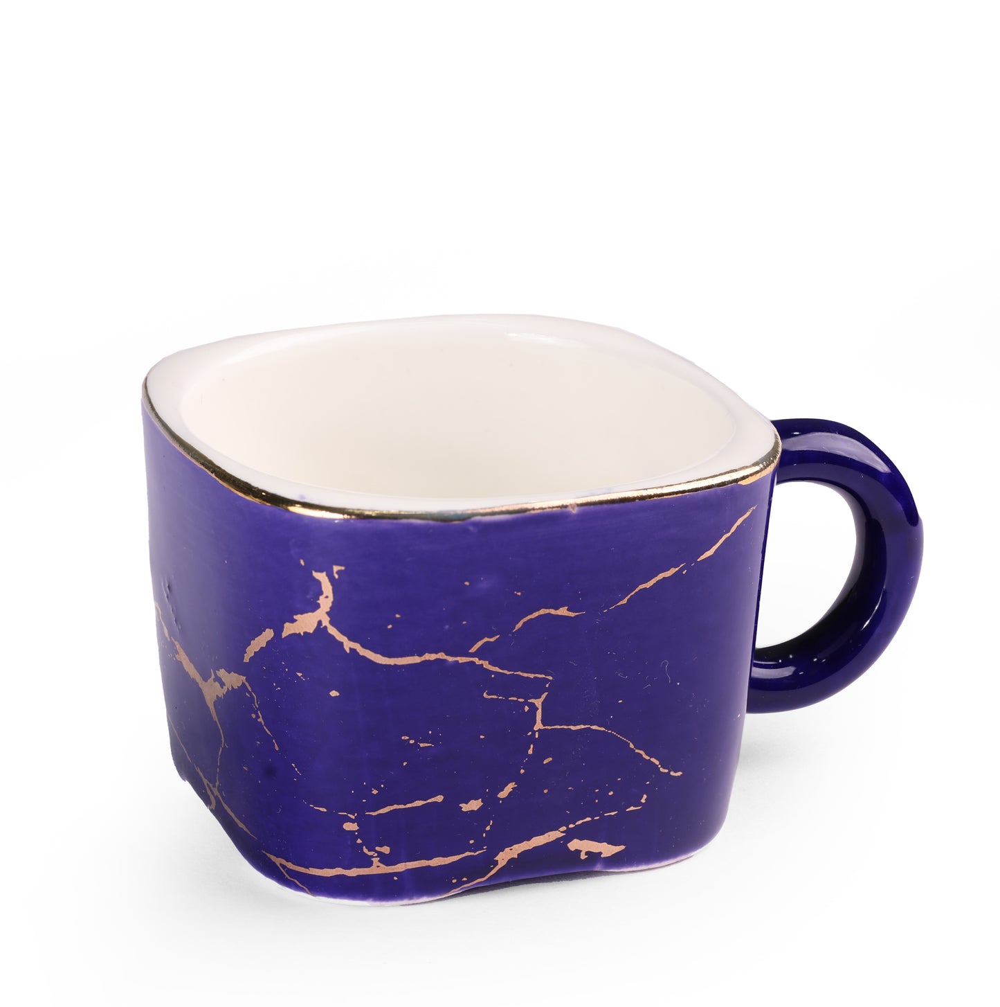 ROYAL BLUE ARTISAN MUG SET WITH GOLD ACCENTS SET-6