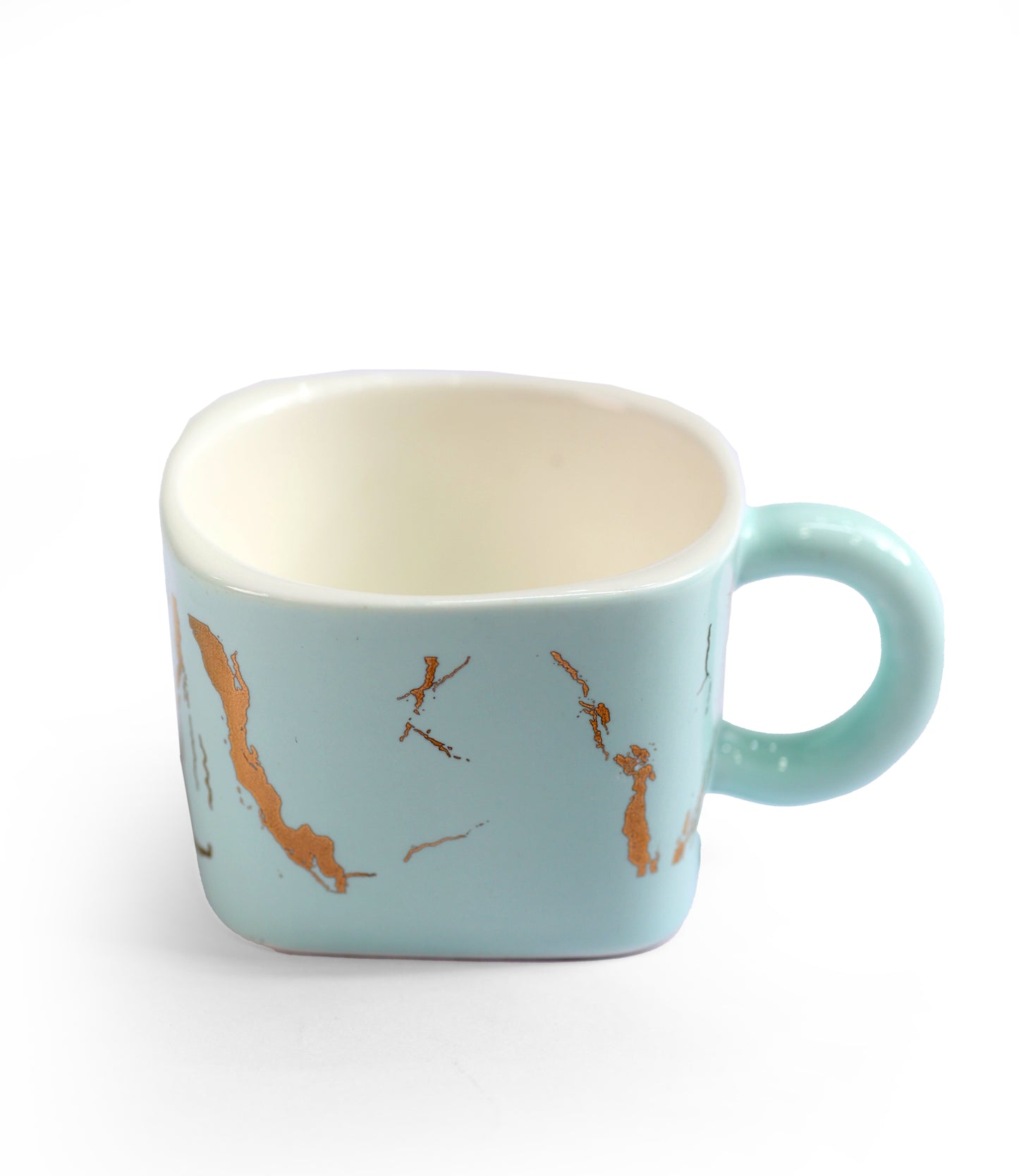 SKY BLUE ARTISAN MUG SET WITH GOLD ACCENTS SET-6