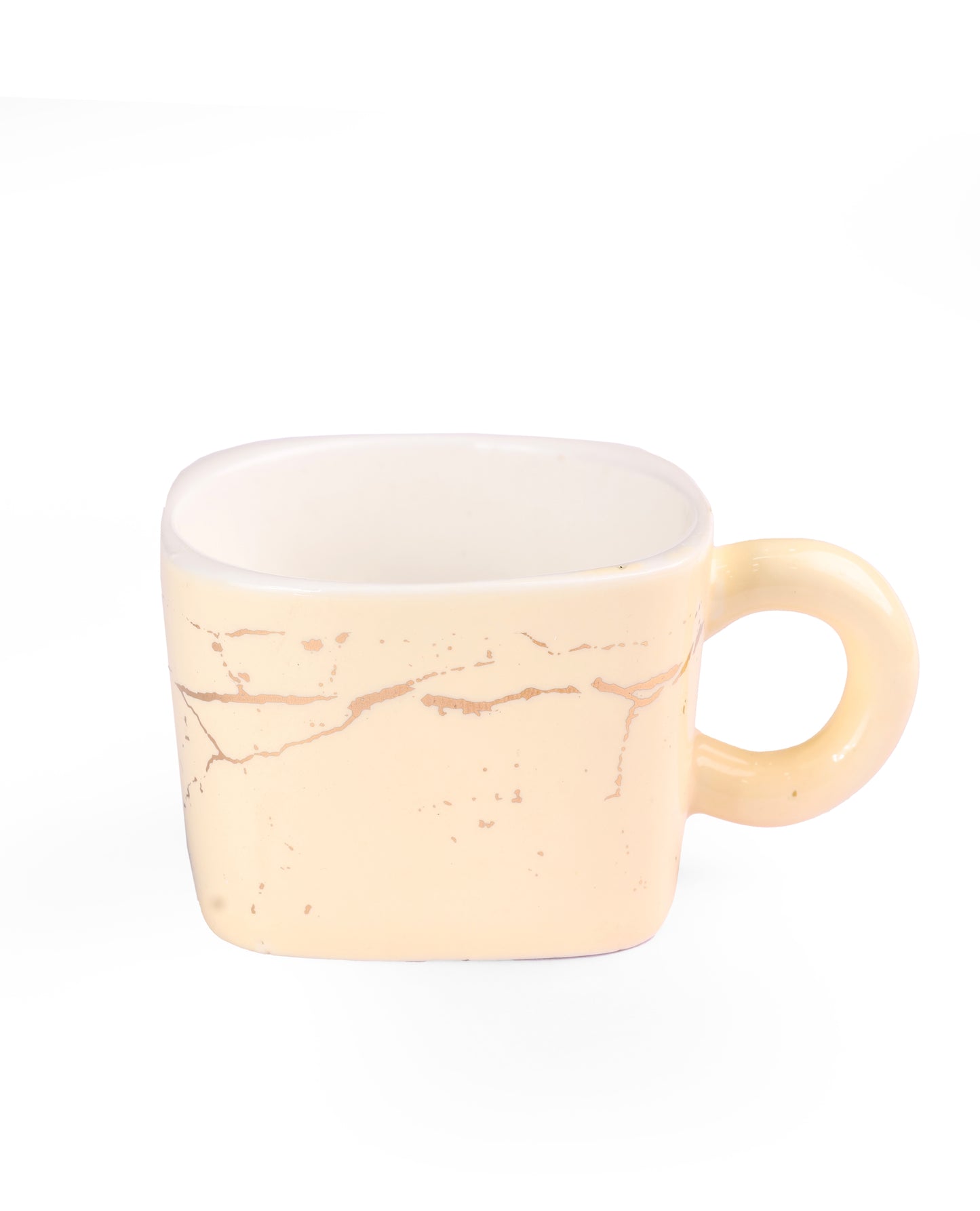 OFF WHITE ARTISAN MUG SET WITH GOLD ACCENTS SET-6