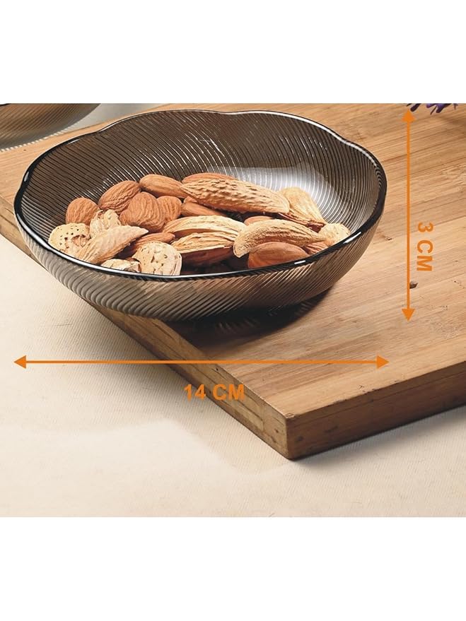 Round Glass Food Serving Plate Set – Pack of 6