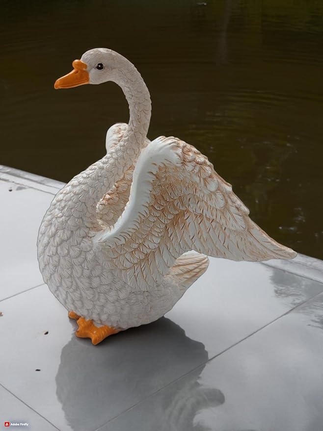 White Resin Swan Decor Figurine