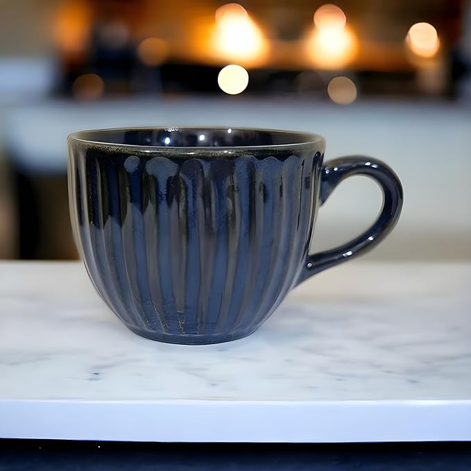 Boncel Metallic Green Ceramic Tea/Coffee Cup Set of 6-130 ML Each