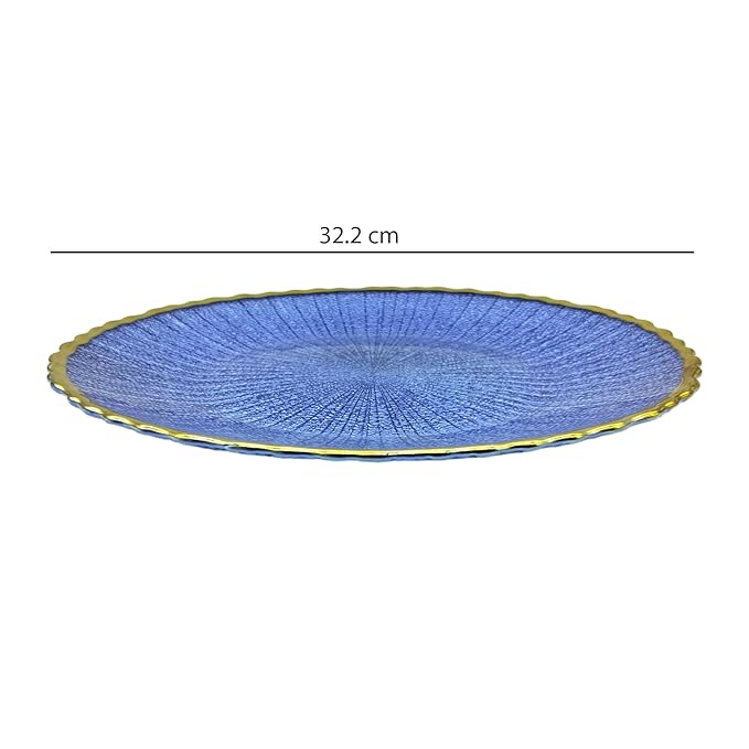 Round Coloured Glass Platter with Gold Line