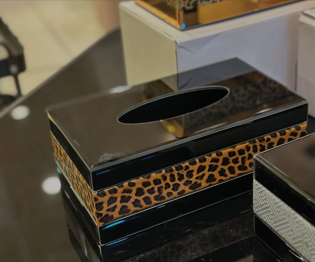 Luxury Leopard Mirror Tissue Box – Bold & Elegant