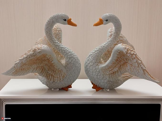 White Resin Swan Decor Figurine