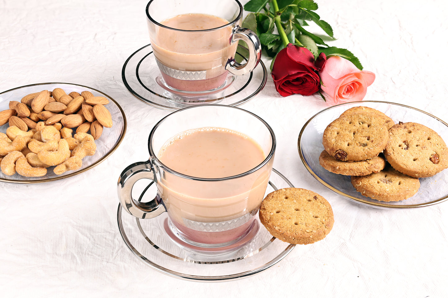 Lady Pink Silver 12pcs Cup Saucer With Embossed Platinum