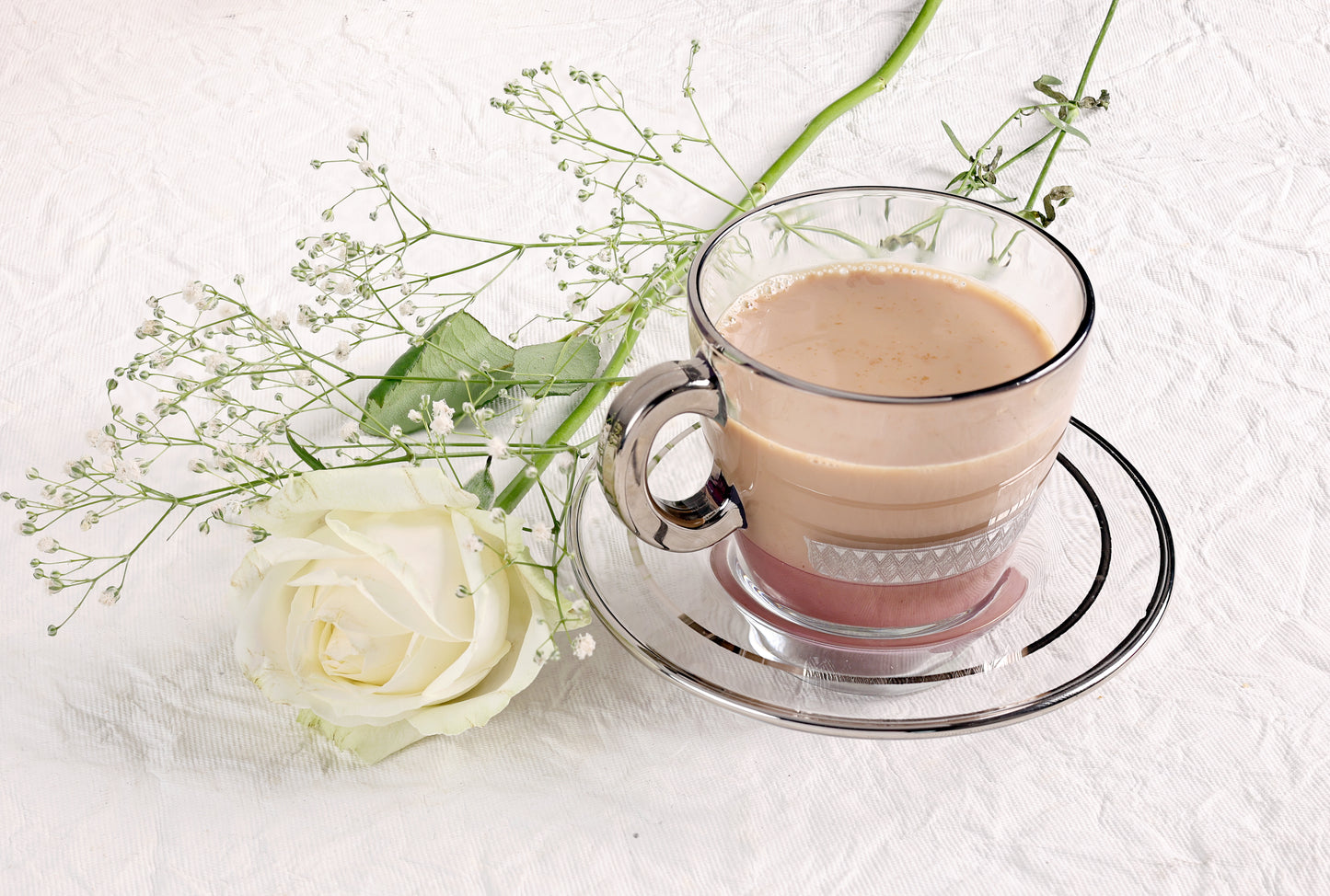 Lady Pink Silver 12pcs Cup Saucer With Embossed Platinum