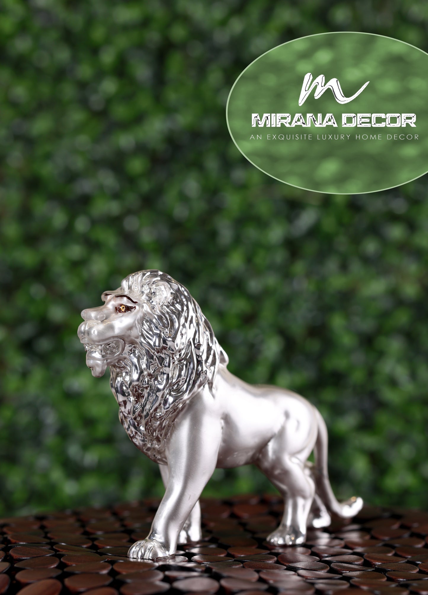 LION SILVER PLATED EMBERY FINISH