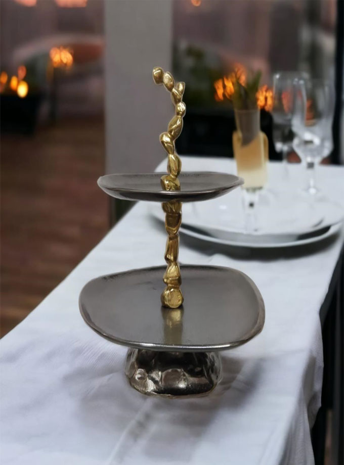 Nickel and Gold Tier Stand