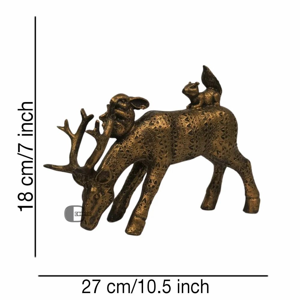 Classic reindeer figurine in antique gold finish, perfect for luxurious interiors