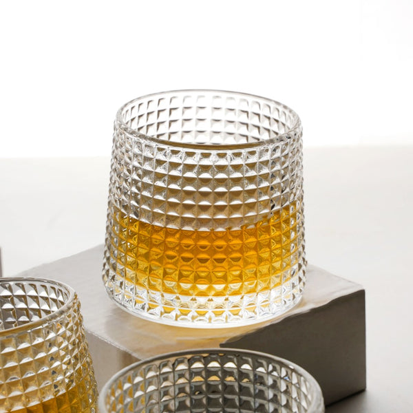 Vintage-style short glasses in a set of six