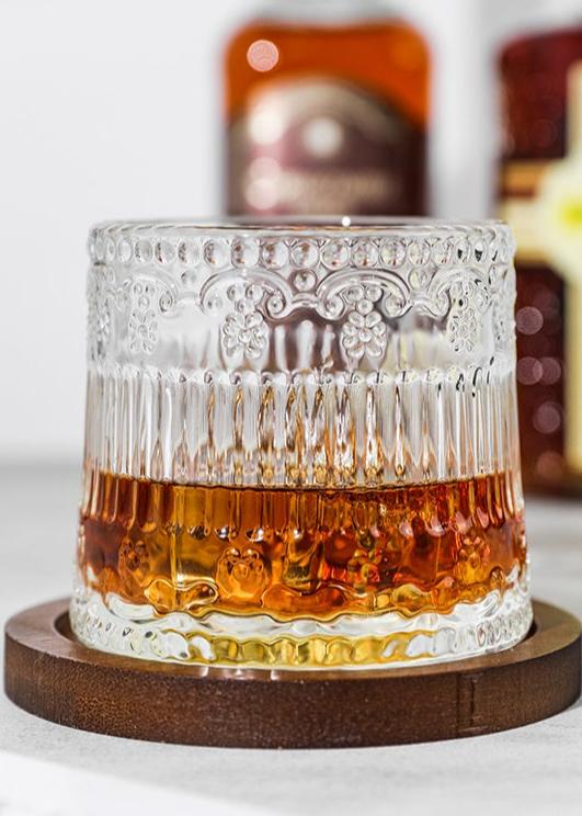 Vintage whiskey glass with textured design