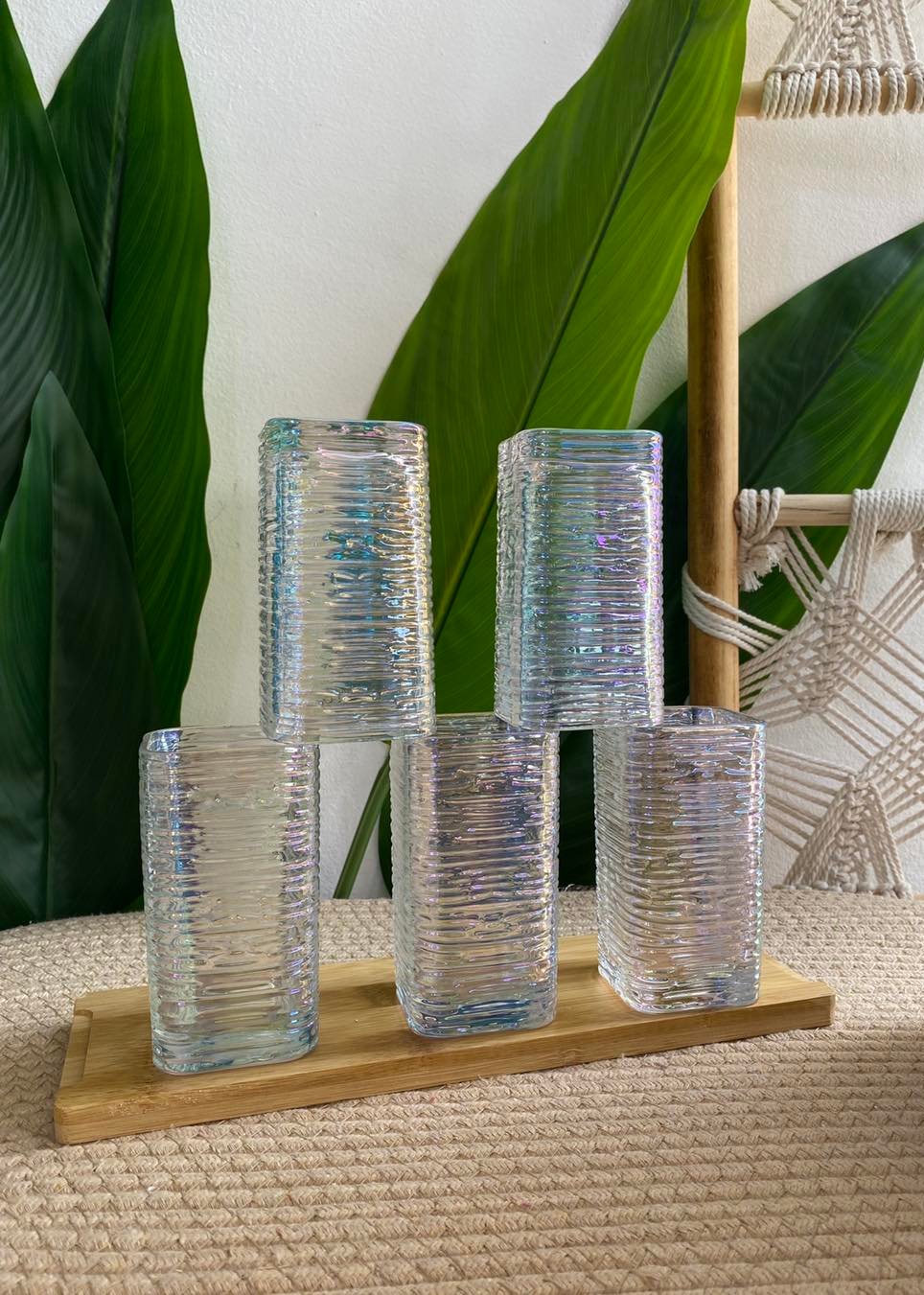 Set of six ripple-texture water glasses