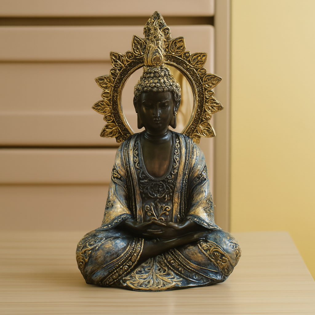 Antique Gold Meditating Buddha Statue