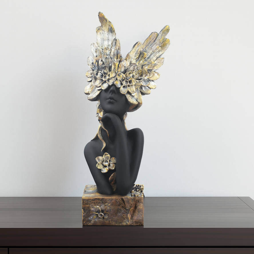 Black and Gold Angel/Fairy Lady Statues