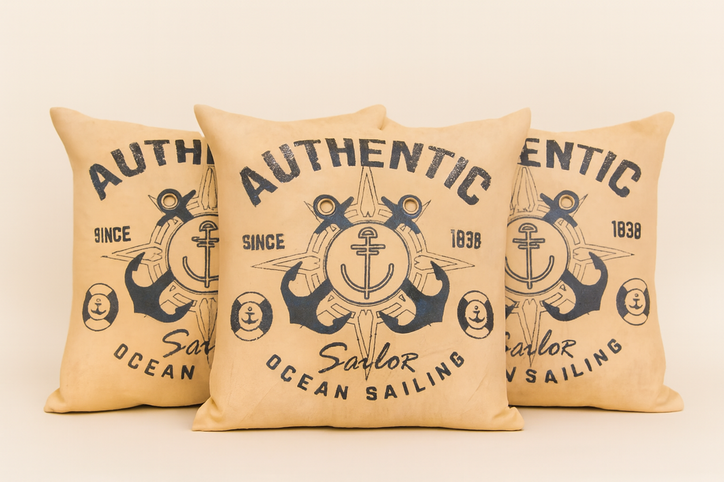 Authentic Sailor Print Cushion – Vintage Nautical Theme Pillow, set of 5