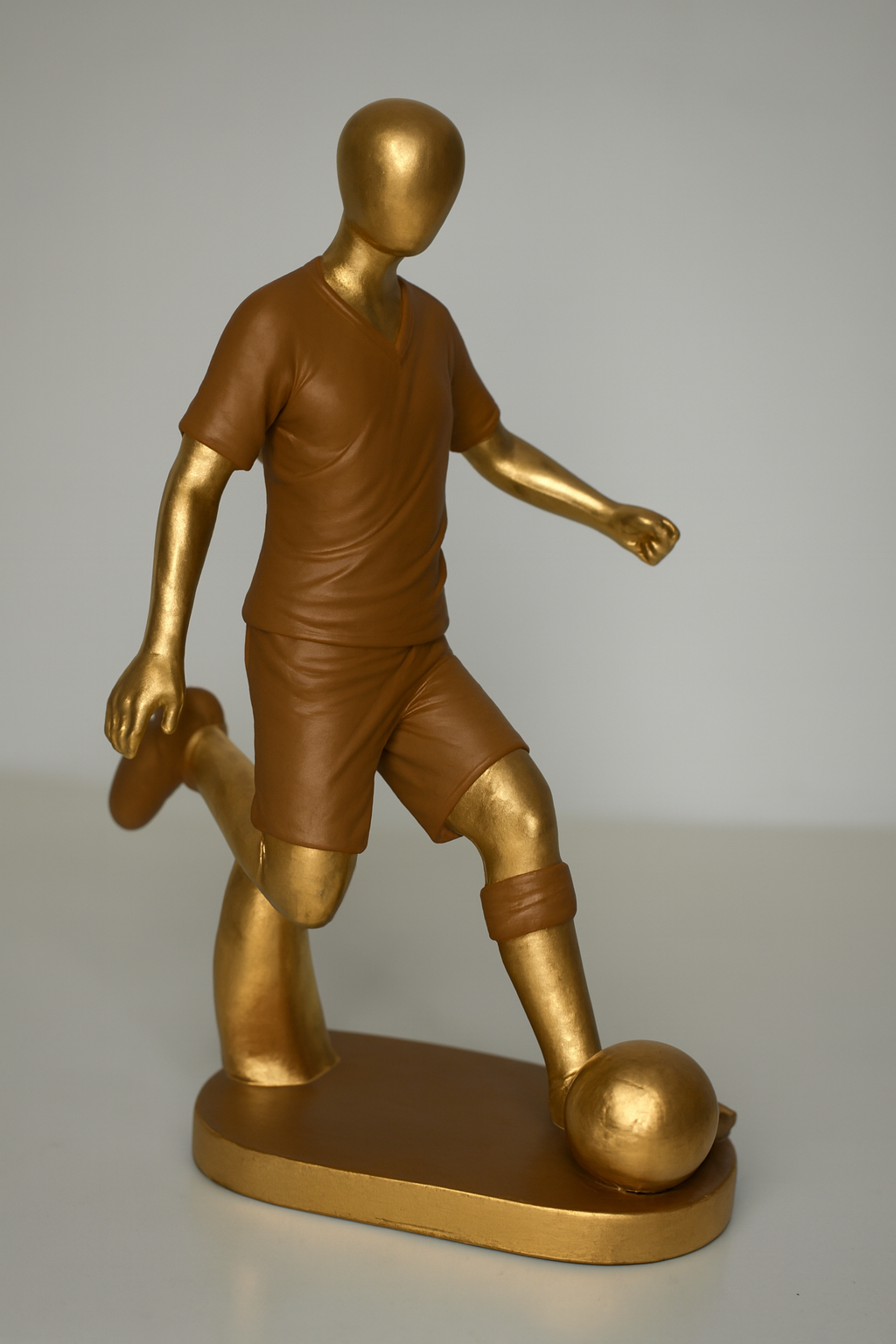 Modern Footballer Figurine | royal blue & Gold / Full Gold Finish
