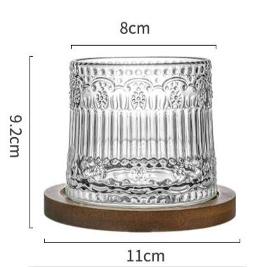 Classic-style whiskey glass with faceted texture